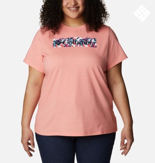 Women's Columbia Sun Trek Graphic T Shirts Coral | Plus Size CA-G6130